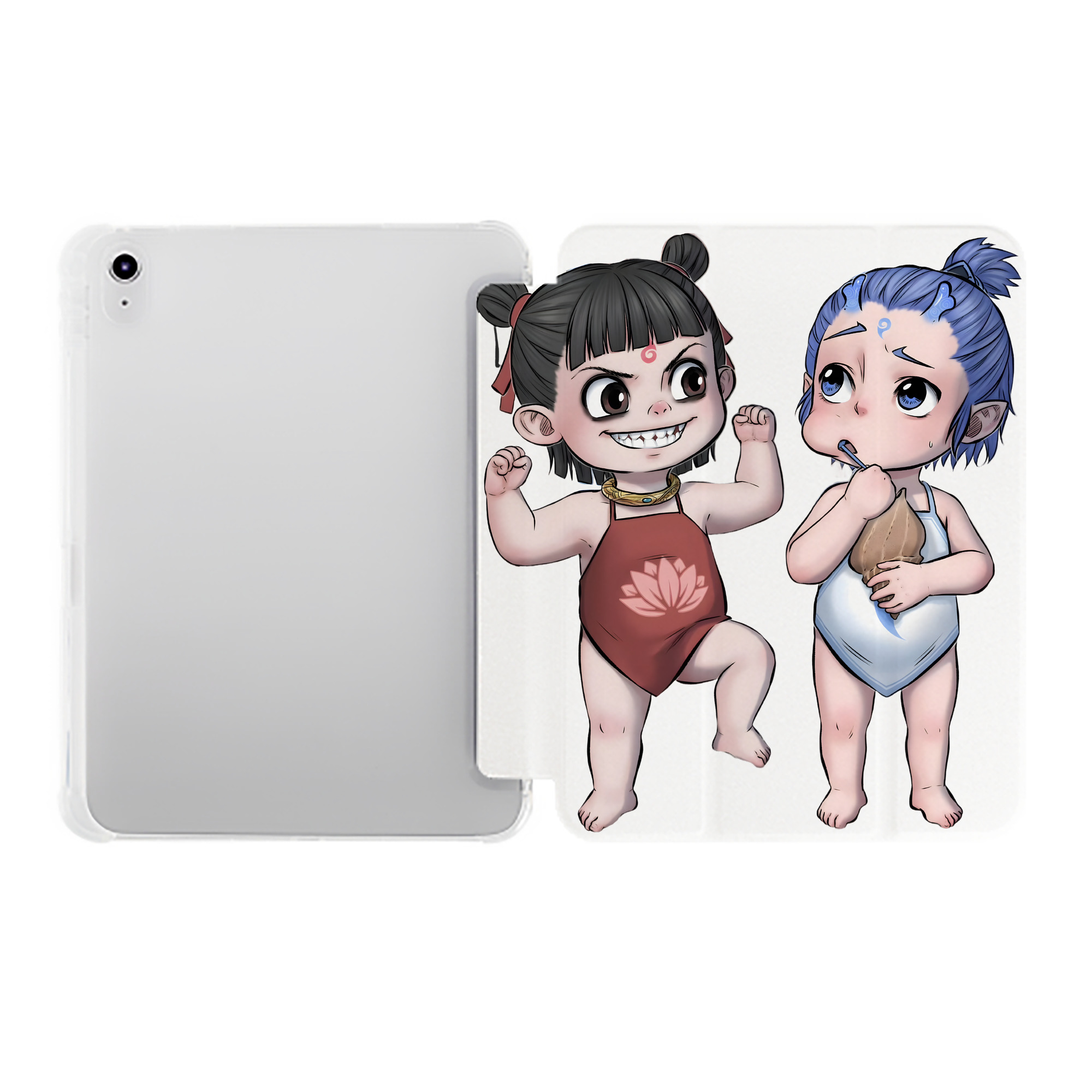 （画像用） Ne Zha 2 ナタ 魔童の大暴れ IPad ケース ペン収納付き 三つ折りスタンド PUレザー×シリコン 対応機種9.5/10.5/10.9インチ
